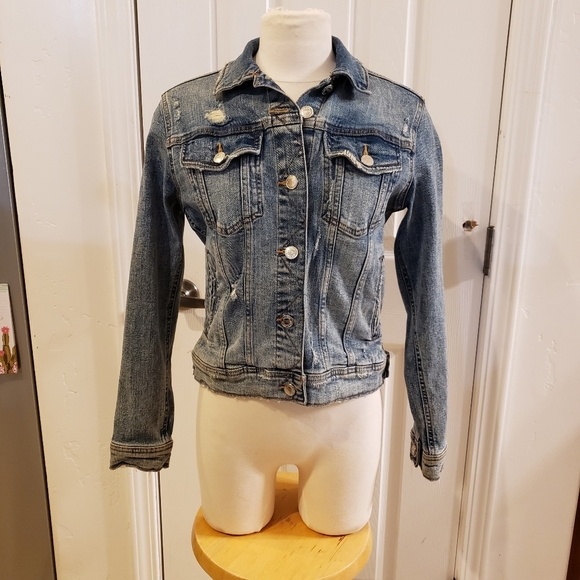 Zara Jackets & Blazers - Zara Distressed Denim Jacket Size Medium